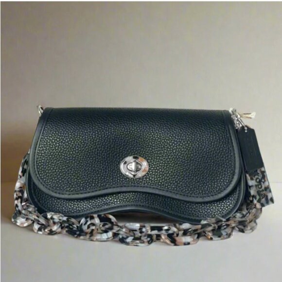 Coach Wavy Dinky CK113 Black Coachtopia Leather Shoulder Crossbody Bag - Picture 1 of 14